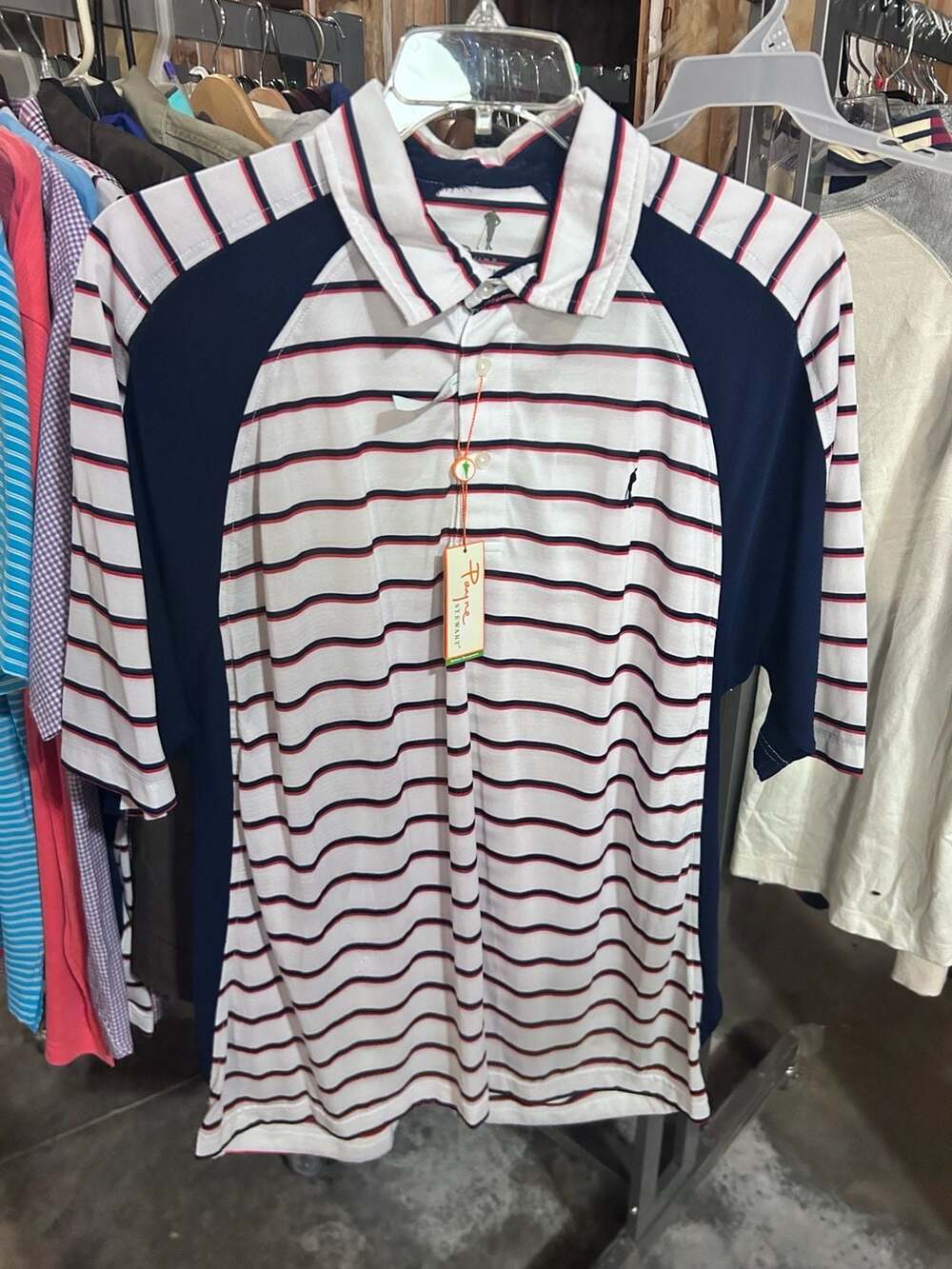 Payne Stewart Men's Striped Raglan Short Sleeve Golf Polo Shirt XL